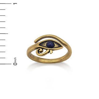 Eye of Horus Ring with lapis, antiqued gold - adjustable