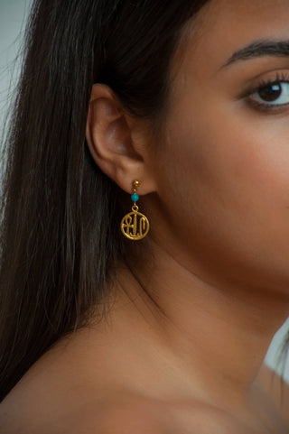 Egyptian Life, Health and Prosperity Earrings with Turquoise