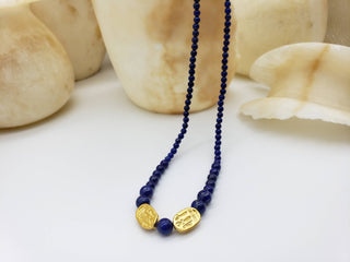 Graduated Lapis Scarab Necklace - Egyptian Inspired