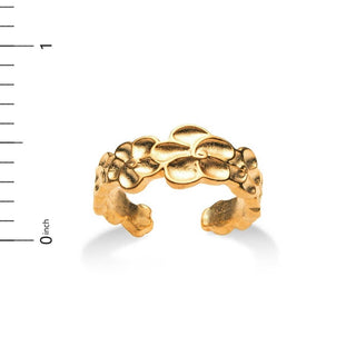 Asian Floral Ring - Bright Gold - Adjustable