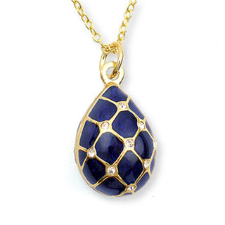 Imperial Blue Argyle Egg Pendant - Fabergé Inspired