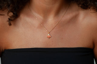 Asian Golden Lotus Pendant with Pearl