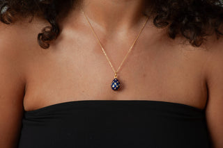 Imperial Blue Argyle Egg Pendant - Fabergé Inspired