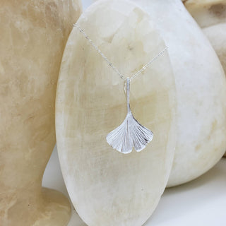 Ginkgo Leaf Pendant - Silver
