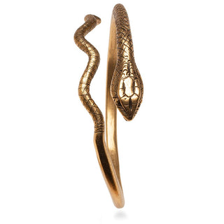 Egyptian Snake Cuff Bracelet - Adjustable: Antique Gold