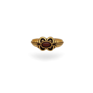 Tudor Eworth Four Leaf Ring with Carnelian - Gold Finish