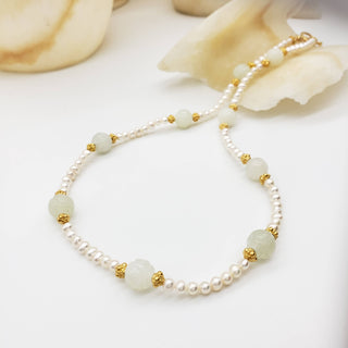 Jade Dragon Bead and Pearl Necklace