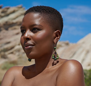The Regan Earring - Olive Jade