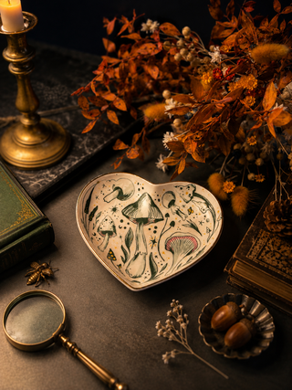 Starry Mushrooms Ceramic Heart Dish