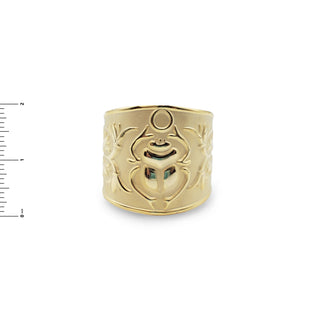 Wide Scarab Bangle Gold Plated Brass - Adjustable