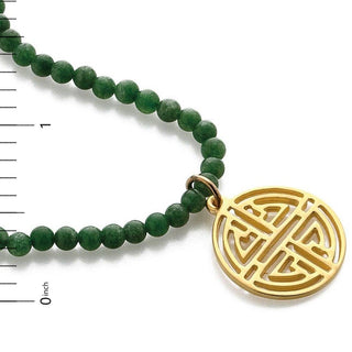 Shou Symbol Necklace with Jade - Ancient Chinese Inspired