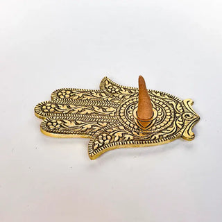 Gold Hamsa Hand Incense Holder – 5.25", Metal