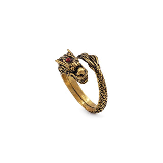 Dragon Ring - Antiqued Gold Finish - Adjustable