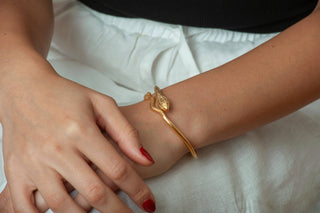 Egyptian Snake Cuff Bracelet - Adjustable: Antique Gold