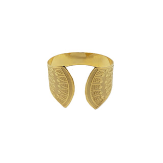 Wide Lotus Bangle Gold Plated Brass - Adjustable