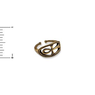 Egyptian Ankh Circle Ring - Antique Gold Finish, Adjustable