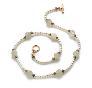 Jade Dragon Bead and Pearl Necklace