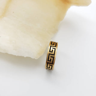 Classical Meander Ring - Antiqued Gold - Adjustable