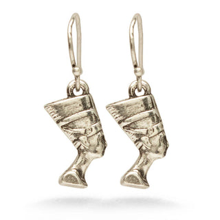 Egyptian Nefertiti Earrings - Antiqued Silver