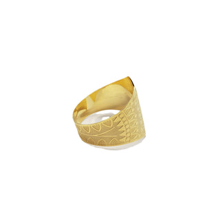 Wide Lotus Bangle Gold Plated Brass - Adjustable