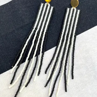 The Adrian Earring, Black & White Striped