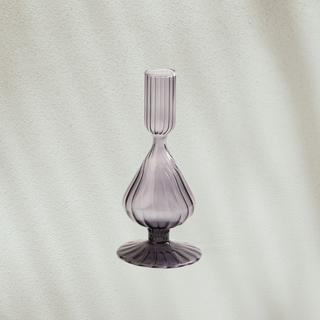Vera Fluted Candleholder, Smoke